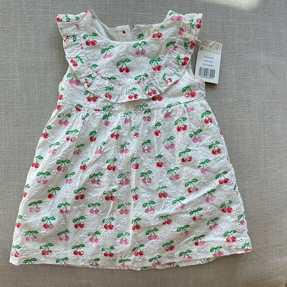 Boden White Cherry Pattern Kids Dress